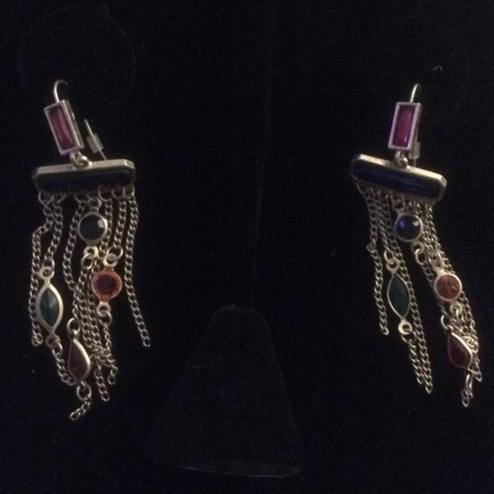New Multi Crystal Pierced Goldtone Pierced Earring